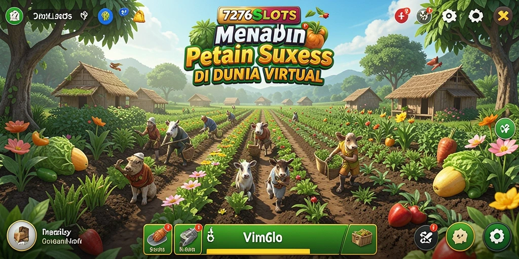 Tangkapan layar gameplay <strong>7276SLOTS</strong> yang menunjukkan aktivitas berkebun yang seru.
