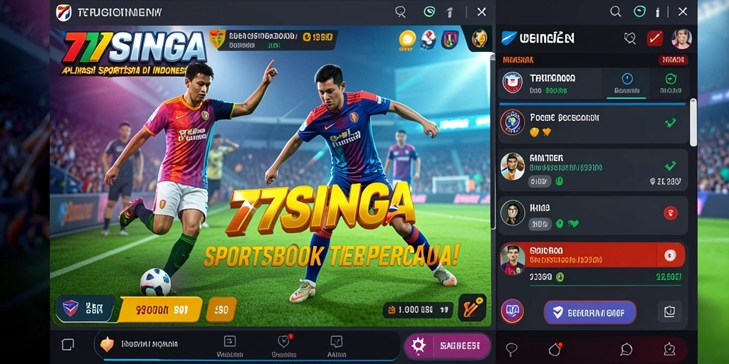 Screenshot utama 77SINGA menampilkan tampilan taruhan olahraga yang dinamis.