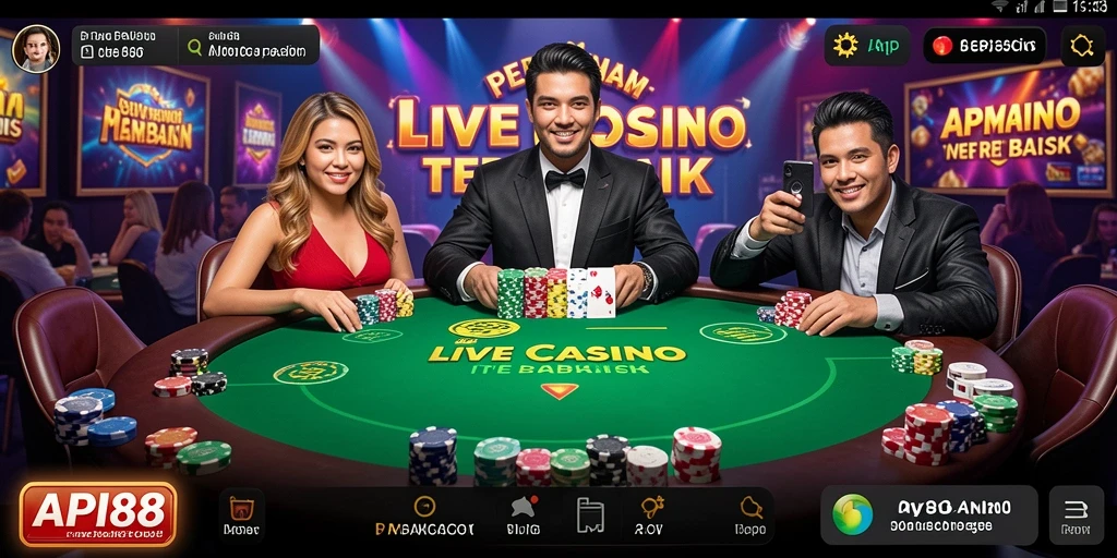 Screenshot gameplay Live Casino API88 menampilkan dealer profesional dan suasana kasino yang autentik.
