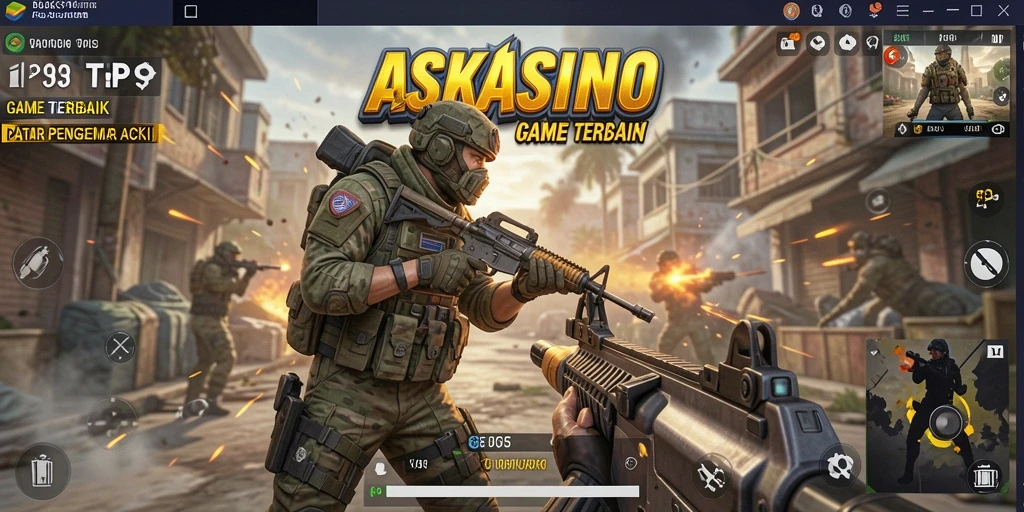 Gameplay seru ASKASINO dengan aksi tembak-menembak yang mendebarkan.