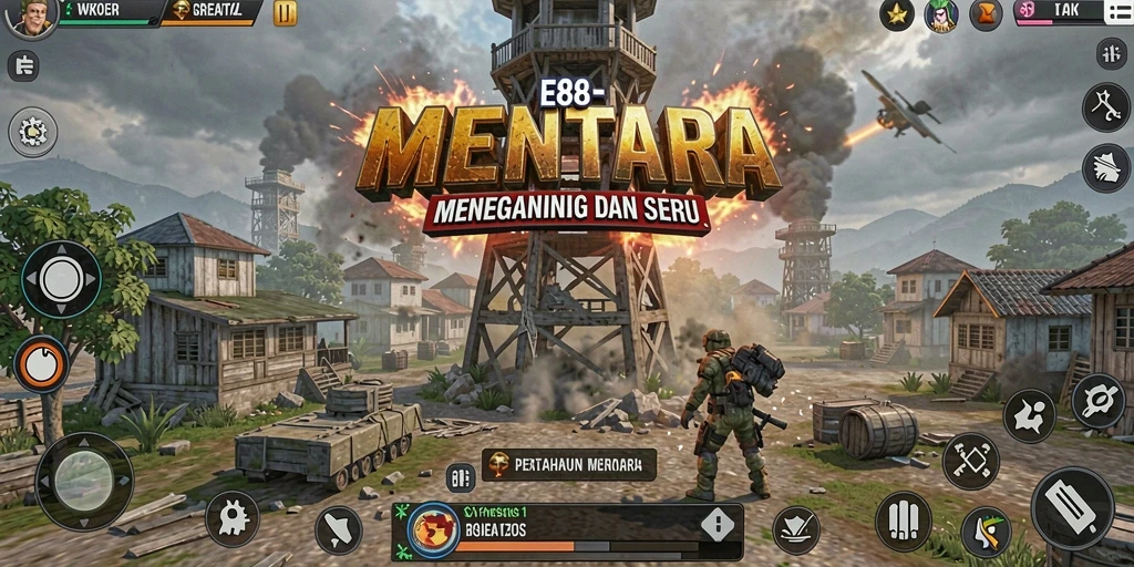 Tampilan gameplay E88 dengan strategi menara yang intens.