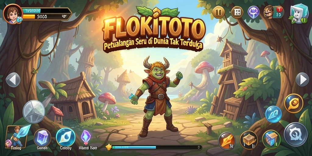 Screenshot utama FLOKITOTO yang menunjukkan petualangan mendebarkan.