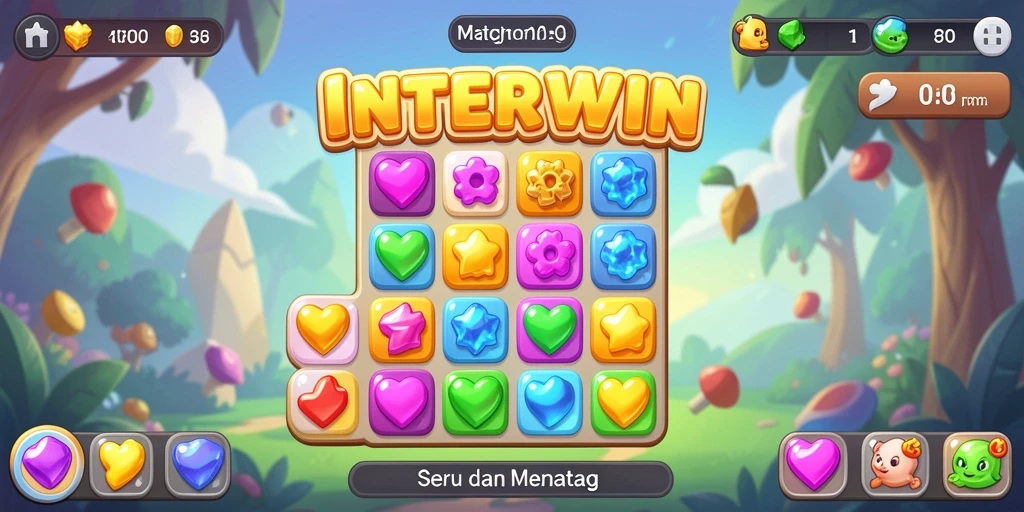 Tampilan gameplay seru dari INTERWIN dengan tantangan Match-3 yang menghibur.