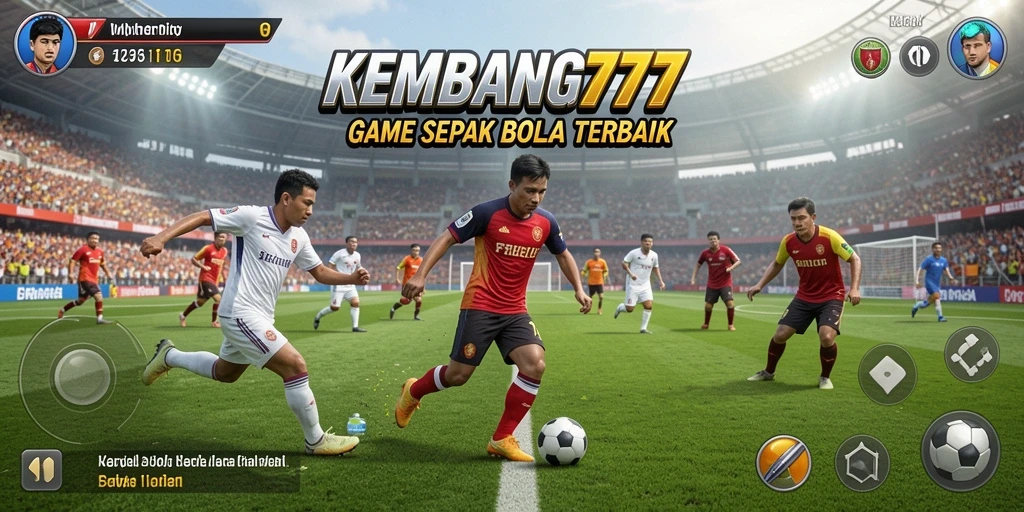 Tangkapan layar utama KEMBANG777 menampilkan aksi seru dalam pertandingan sepak bola.