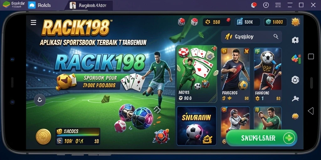 Screenshot utama RACIK198 menampilkan tampilan interaktif taruhan olahraga.