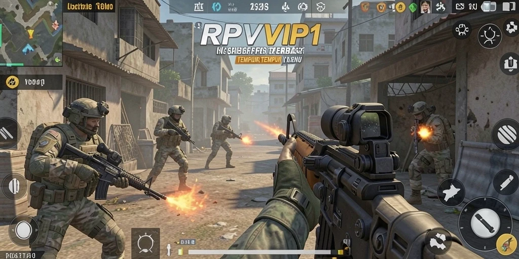 Screenshot RPVIP1 menunjukkan pemain dalam aksi menembak.