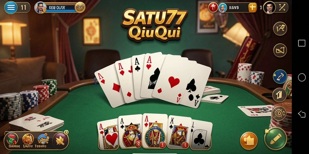 Screenshot utama SATU77 menampilkan gameplay QiuQiu yang seru.