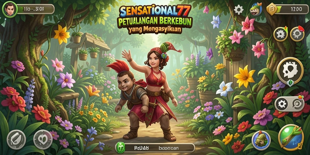 Tampilan gameplay <strong>SENSATIONAL77</strong> yang menampilkan kebun yang subur dan menyeronokkan.