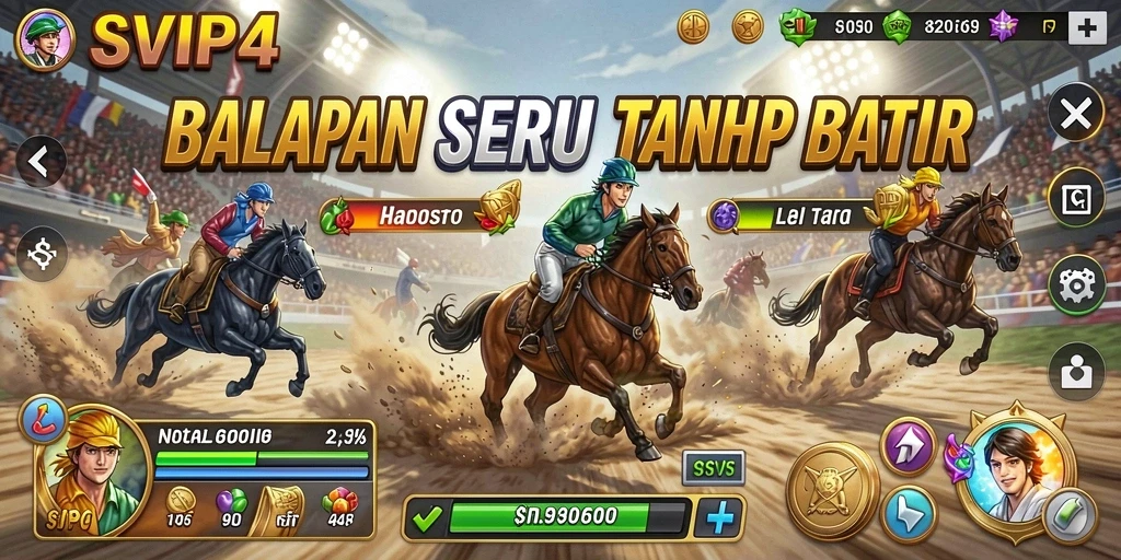 Tampilan gameplay SVIP4 dengan balapan seru dan kendaraan beragam.